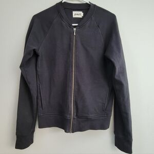 Pact Black Zip-Up Jacket Women's Size S Layers Bomber Gym Athleisure Stretch